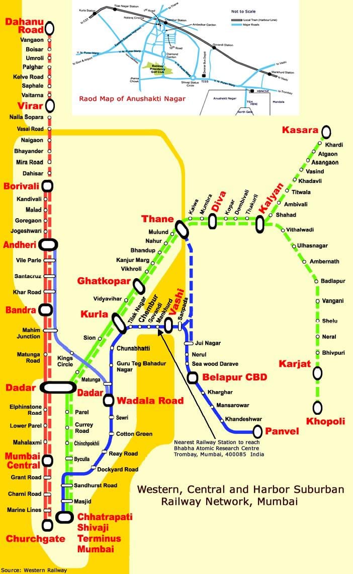 Mumbai ცენტრალური ხაზი სადგურების რუკა