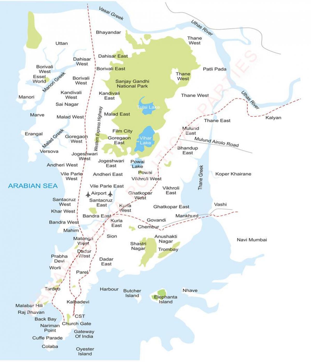 Mumbai გარეუბანში რუკა