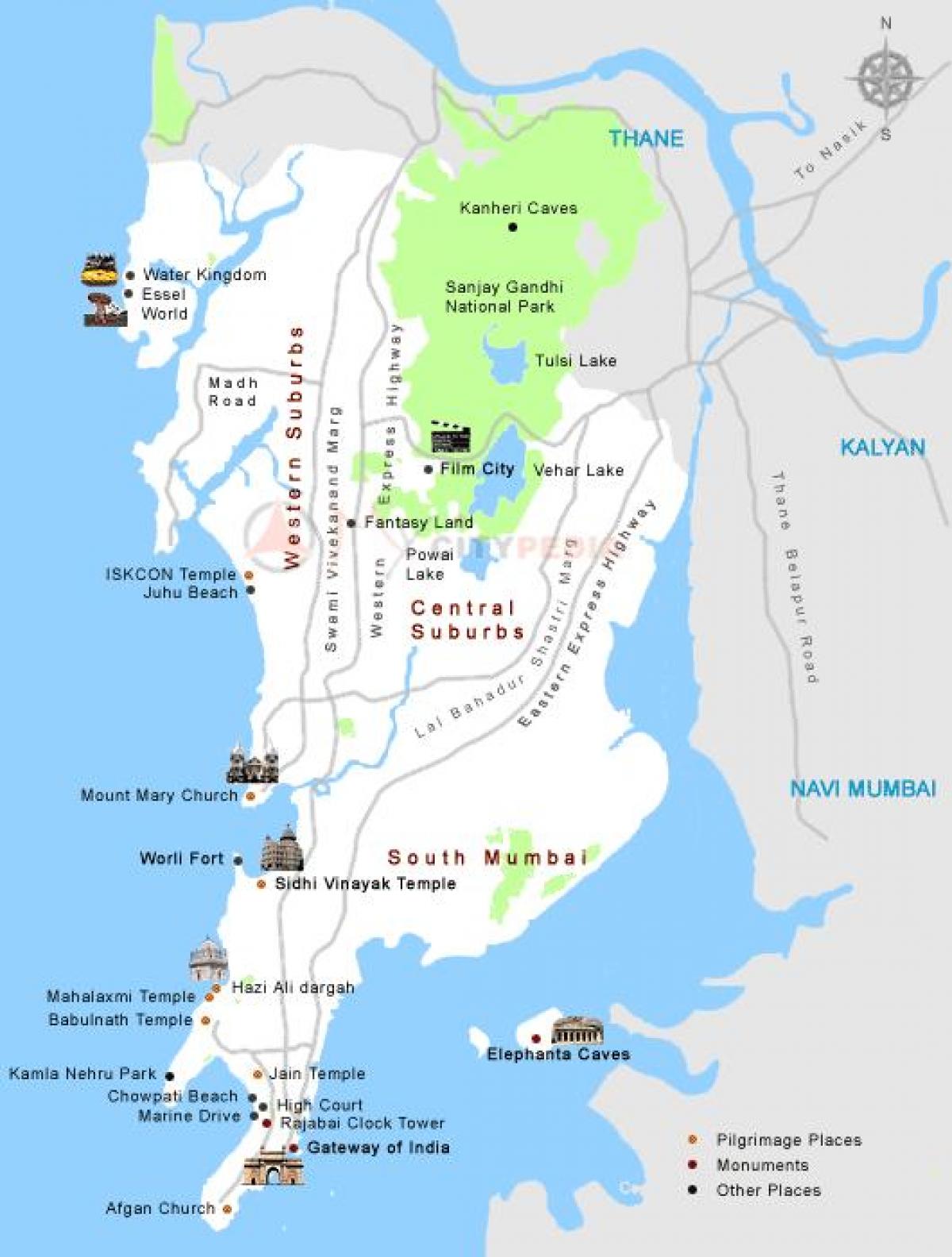 რუკა მუმბაიში ტურისტული ადგილები